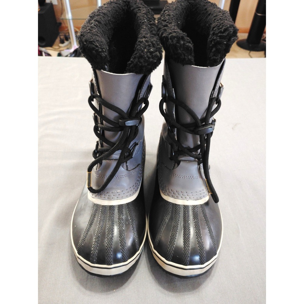 Sorel Caribou Waterproof Shearling Lined Women 7 Black/Gray Hiking Boot 1963-053